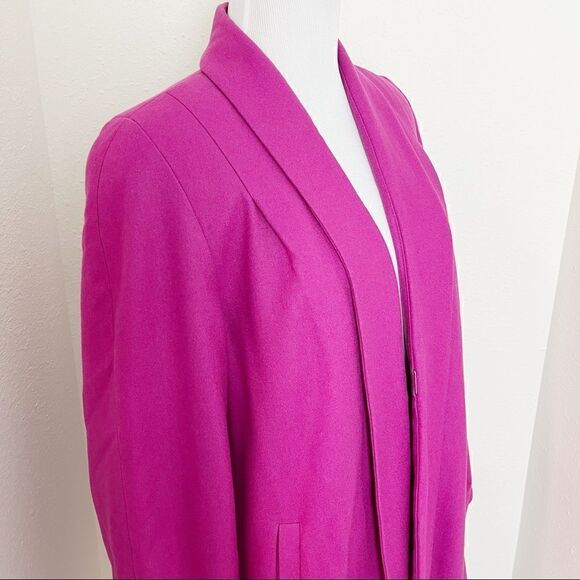 Vintage 80's Harve Barnerd Pink Wool Long Open Front Blazer Coat - Picture 5 of 12